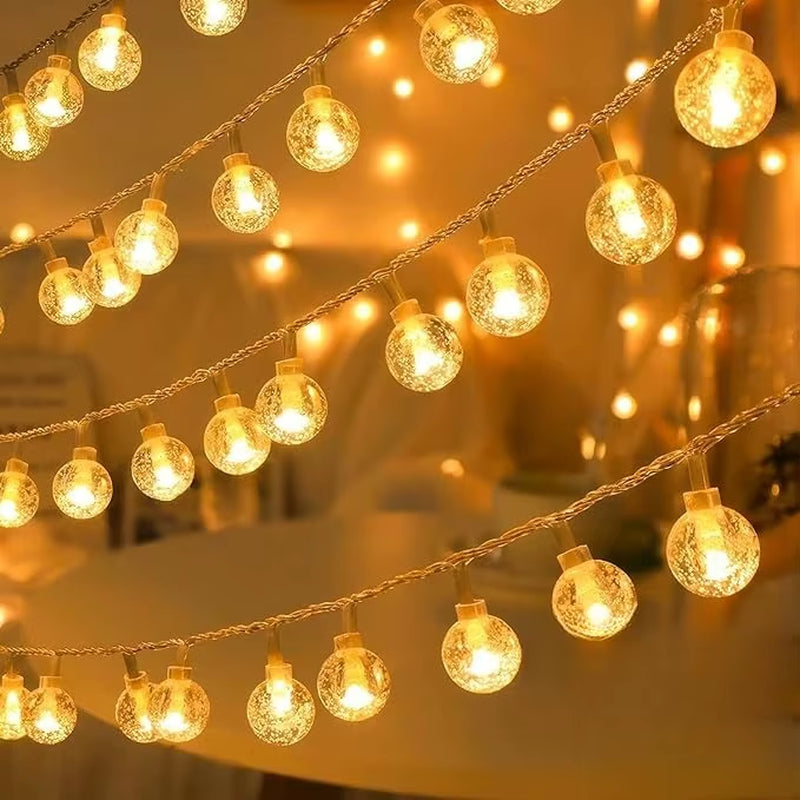 Illuminate Your Celebrations with LED Bubble Ball String Lights - Golden Glow, Battery/USB Operated Fairy Lights for Weddings, Holidays, and New Year Decor