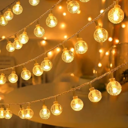 Illuminate Your Celebrations with LED Bubble Ball String Lights - Golden Glow, Battery/USB Operated Fairy Lights for Weddings, Holidays, and New Year Decor