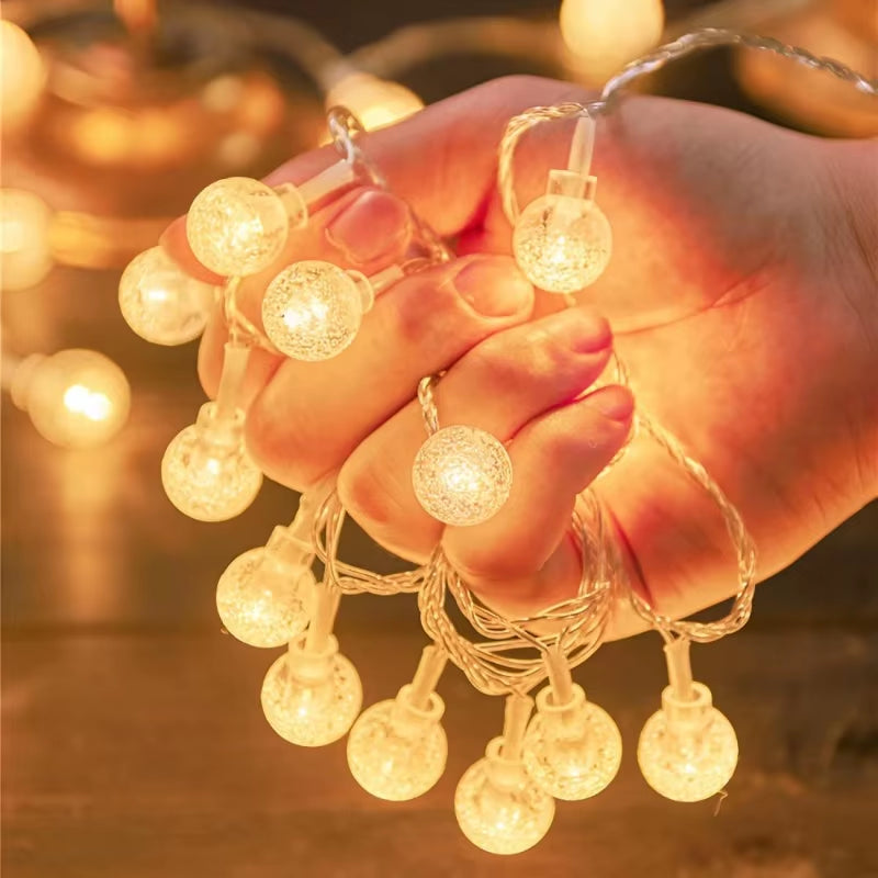Illuminate Your Celebrations with LED Bubble Ball String Lights - Golden Glow, Battery/USB Operated Fairy Lights for Weddings, Holidays, and New Year Decor