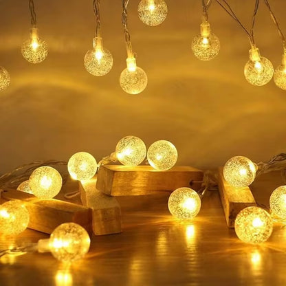 Illuminate Your Celebrations with LED Bubble Ball String Lights - Golden Glow, Battery/USB Operated Fairy Lights for Weddings, Holidays, and New Year Decor