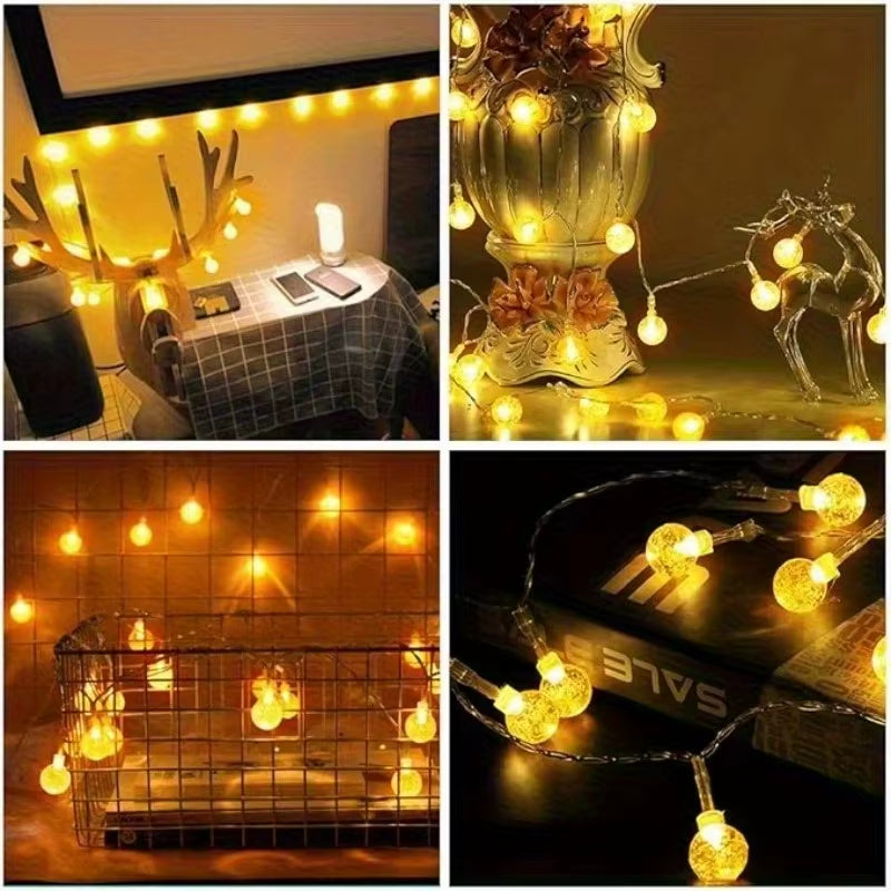 Illuminate Your Celebrations with LED Bubble Ball String Lights - Golden Glow, Battery/USB Operated Fairy Lights for Weddings, Holidays, and New Year Decor