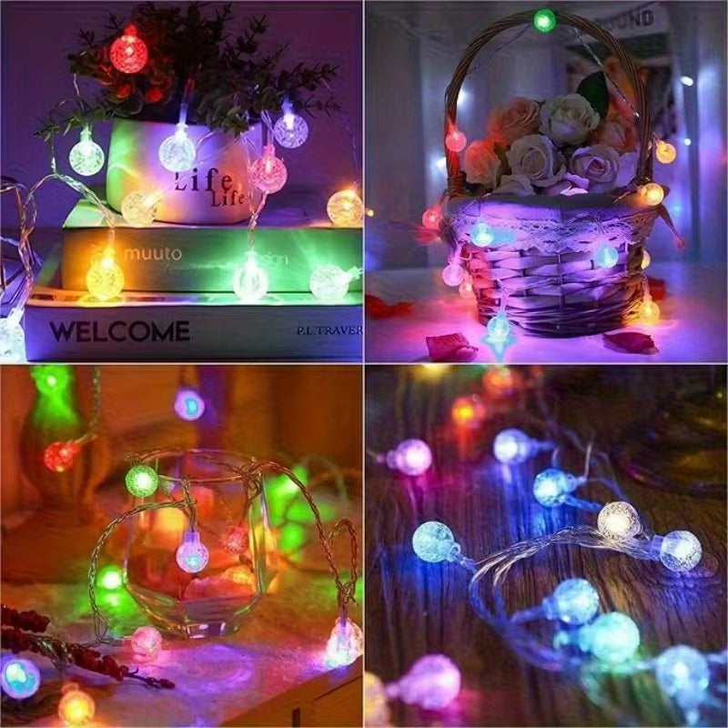 Illuminate Your Celebrations with LED Bubble Ball String Lights - Golden Glow, Battery/USB Operated Fairy Lights for Weddings, Holidays, and New Year Decor